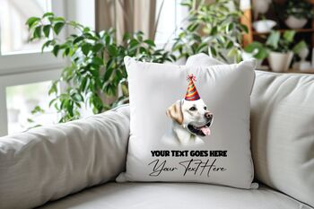 Personalised White Labrador Birthday Party Cushion, 2 of 2