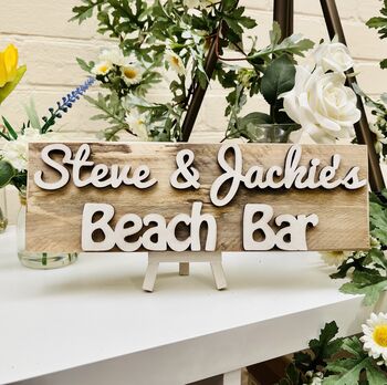 Personalised Beach Bar Kitchen Sign Reclaimed Wood, 3 of 4