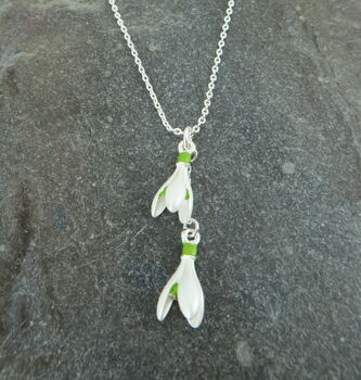 Snowdrop White Flower Pendant Necklace, 2 of 5