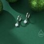 Sterling Silver Dangling 4mm Opal Hoop Earrings, thumbnail 1 of 11