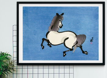 Japanese Horse Print On A Blue Background, 2 of 2