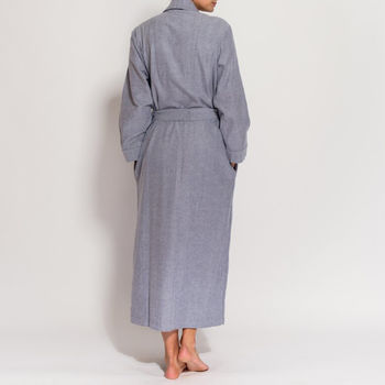 Women's Ash Grey Herringbone Two Fold Flannel Robe, 3 of 4
