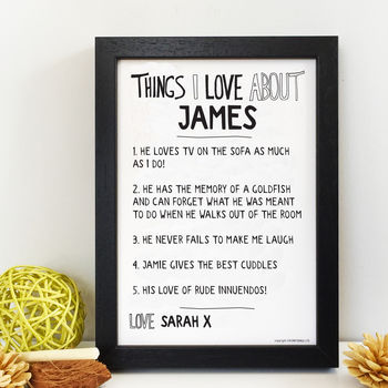 Personalised Things I Love About Girlfriend Print, 4 of 4