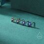 Sterling Silver Tiny Sapphire Blue Cz Flower Stud Earrings, thumbnail 1 of 12