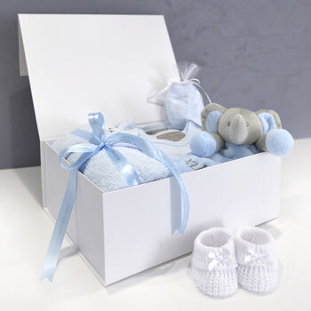 Personalised Towel And Comforter Blue Baby Gift Set, 2 of 11