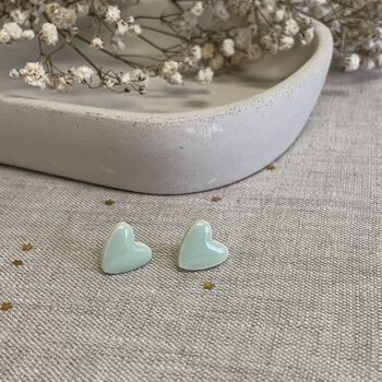 Mint Green Love Heart Clay Studs, 6 of 7
