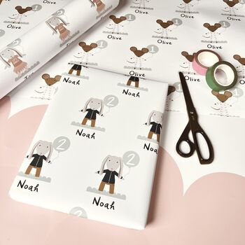 Personalised Birthday Age Mouse Or Bunny Wrapping Paper, 9 of 12