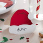 Santa Hat Shaped Christmas Names Place Cards, thumbnail 1 of 3