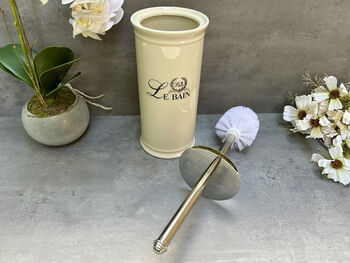 White Ceramic ‘Le Bain’ Toilet Brush Holder Stand, 4 of 12