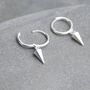Unisex Sterling Silver Spike Hoop Drop Earrings, thumbnail 1 of 6