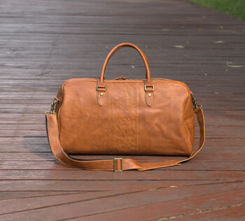 Leather Holdall Weekend Bag, 2 of 12