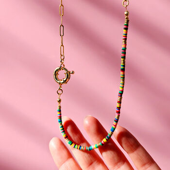 African Recycled Records Bead And Chain Necklace, 7 of 12