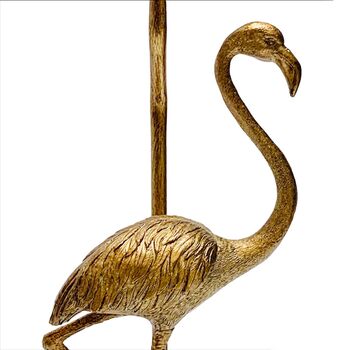 Antique Gold Flamingo Lamp With Red Shade, 2 of 2