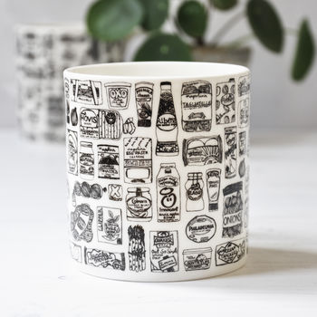 Kitchen Food Cupboard Illustrated Black And White Mug, 2 of 7