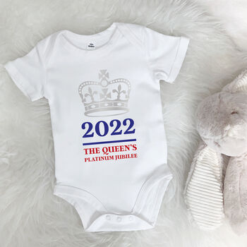 Platinum Jubilee Babygrow With Silver Crown, 2 of 5