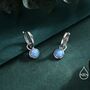 Sterling Silver Dangling Blue Opal Hoop Earrings, thumbnail 2 of 12