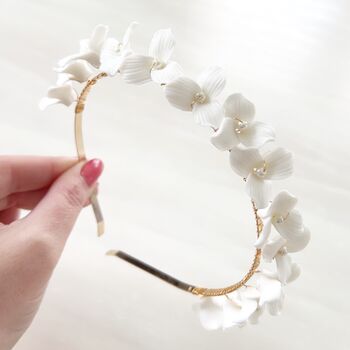 Delicate White Flower Bridal Headpiece, 2 of 5