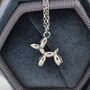 Tiny Balloon Dog Pendant Necklace In Sterling Silver, thumbnail 1 of 11