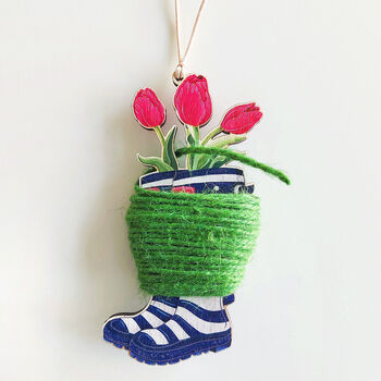 Tulips Wellies Garden Twine Holder, 5 of 5