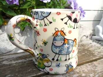 Tankard Mug In Crazy Farm Design, 2 of 8
