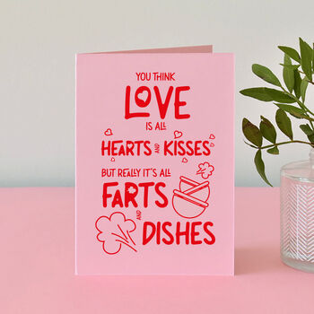 Real Love 'Farts And Dishes' Funny Valentines Card, 3 of 7
