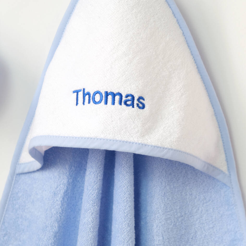Personalised Hooded Blue Baby Towel By 1st Birthday Gifts
