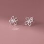 Sterling Silver Flower Petal Crystal Stud Earrings, thumbnail 3 of 5