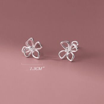 Sterling Silver Flower Petal Crystal Stud Earrings, 3 of 5