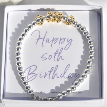 Dainty Silver Plated Milestone Birthday Decade Bracelet, 7 of 10