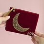 Personalised Velvet Beaded Moon Pouch With Initial Charm, thumbnail 2 of 4