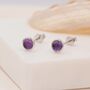 Genuine Amethyst Purple Stud Earrings Sterling Silver, thumbnail 5 of 11