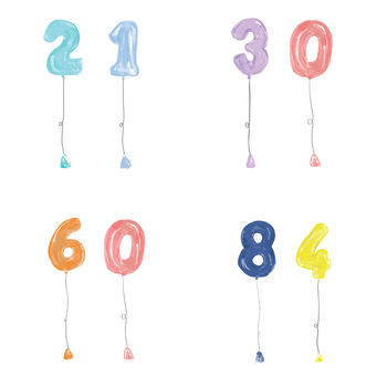 Personalised Age Balloon Birthday Card, 4 of 5
