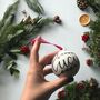 Personalised Hand Lettered Ceramic Christmas Baubles, thumbnail 7 of 9