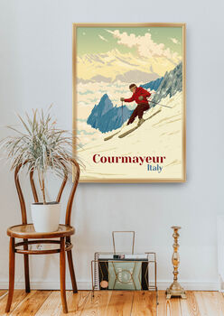 Courmayeur Ski Resort Italy Travel Poster Art Print, 5 of 8