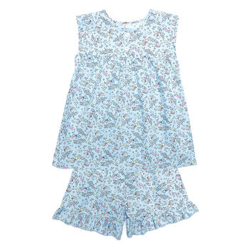 Girls Blue Cosmic Spring Summer Cotton Pyjama Set, 2 of 7