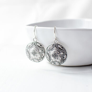 Silver Plated Ornate Dangle Earrings, 3 of 11