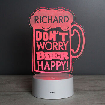 Personalised 'Beer Happy' LED Colour Changing Light, 2 of 12