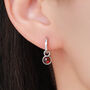 Sterling Silver Dangling Red Garnet Hoop Earrings, thumbnail 1 of 12