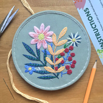 Green Floral Embroidery Kit, 4 of 4