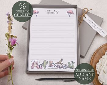 A5 Personalised Letter Writing Paper Pink Cowgirl Rodeo Design, 5 of 6