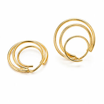 Silver Triple Hoop Illusion Earrings, 5 of 7
