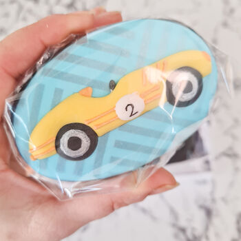 Racing Car Biscuit Gift Box, Personalised Birthday Gift, 10 of 12