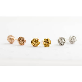 Rose Earrings Gold/Silver/Rose Gold, 2 of 10