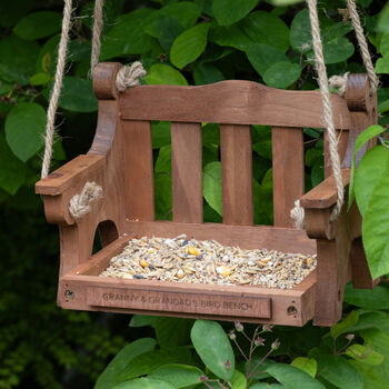 Personalised Wooden Memorial Bench Bird Feeder, 8 of 12