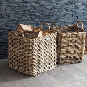 Set Of Two Rattan Square Baskets By The Forest & Co