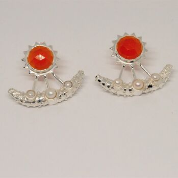 Carnelian, Pearl Earrings, Sterling Silver Earrings, 3 of 8