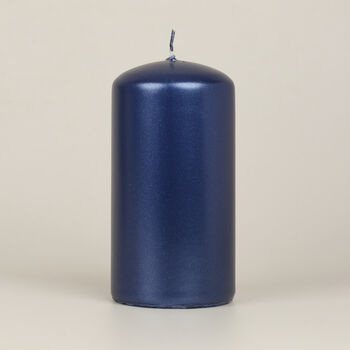 G Decor Grace Blue Metallic Shine Pillar Candles, 4 of 6