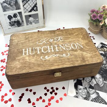 Personalised Wooden Couple's Keepsake Box, 2 of 12