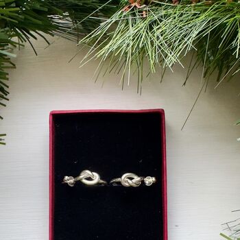 Lucky Knot Open Hoop Earrings In Sterling Silver, 3 of 4