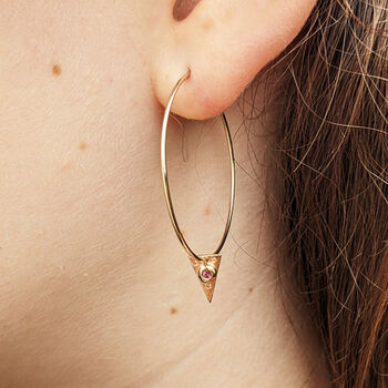 Eco Gold And Pink Tourmaline Hoops, 6 of 6